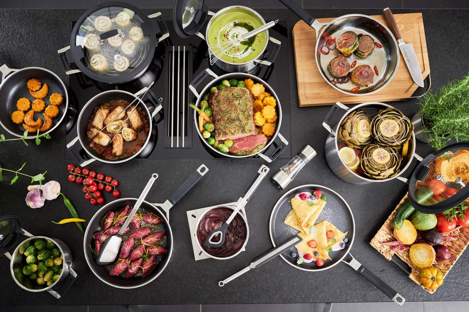 Pánev na palačinky RÖSLE SILENCE PRO, prémiová nepřilnavá vrstva Proresist odolná proti poškrábání, nerezová ocel 18/10, vhodná na indukci Hrnce a pánve Naty Shop