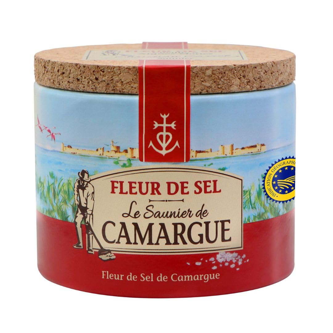 Le Saunier de Camargue Fleur De-Sel Citrone Thymian v dávce 125 g, Premium Meersalz aus Süd-Frankreich, Ideal als Finishing von Speisen und zum Verfeinern von Gerichten
