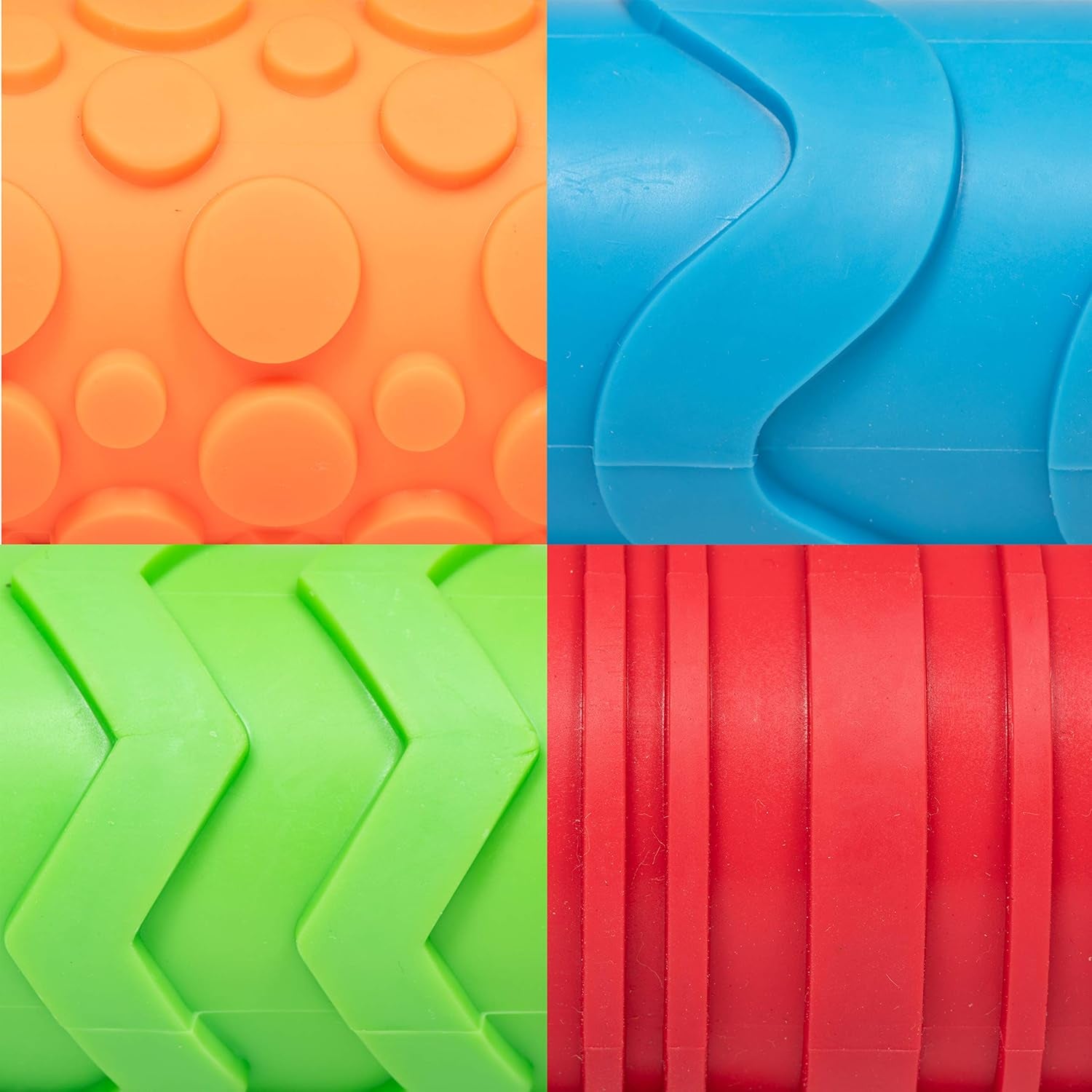 Mal- und Ton-Texturwalzen - 4er-Set - strukturované Knetrollen für Kinder - Vielseitige Muster zum Basteln und Dekorieren