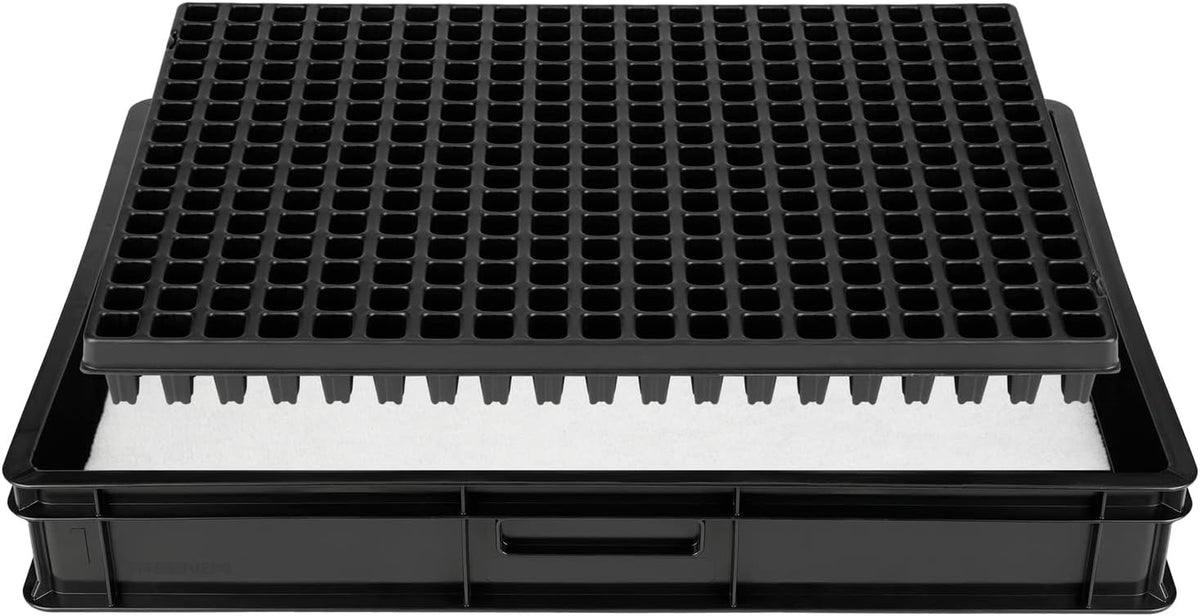 Rozmnožovací systém GW-285 se skládá z profesionálního podnosu na vodu GW657, odpovídající kapilární podložky (absorpce vody 3 l na m2) a podnosu s 285 květináči (23x23mm, výška 54mm) v Euro velikosti (600x400mm)