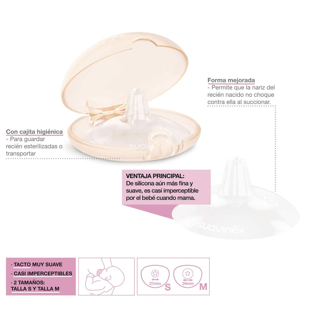 Suavinex Brustpolster Aus Silikon, Größe S, 2 Stück Příslušenství Jídlo a kojení Bebe Naty Shop