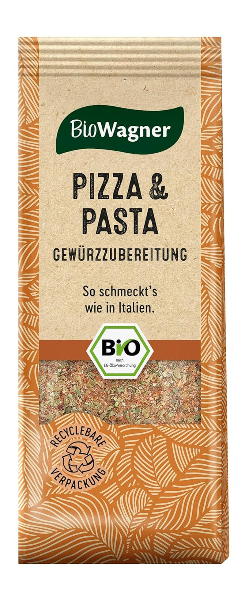 BioWagner - Bio Pizza & Pasta Gewürzzubereitung | naturbelassene Bio-Zutaten | recyklovatelné balení | 60 g