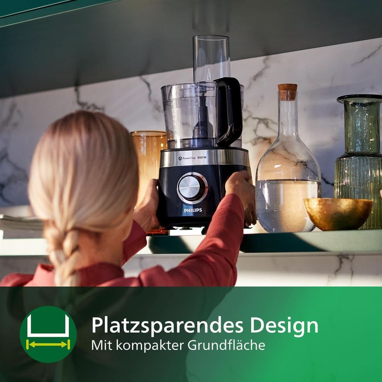 Philips Kompakte Küchenmaschine – 850 W, 31 funkcí, 2,1-litrový pohon, Powerchop, Edelstahlklinge (HR7530/10) Kitchen Naty Shop