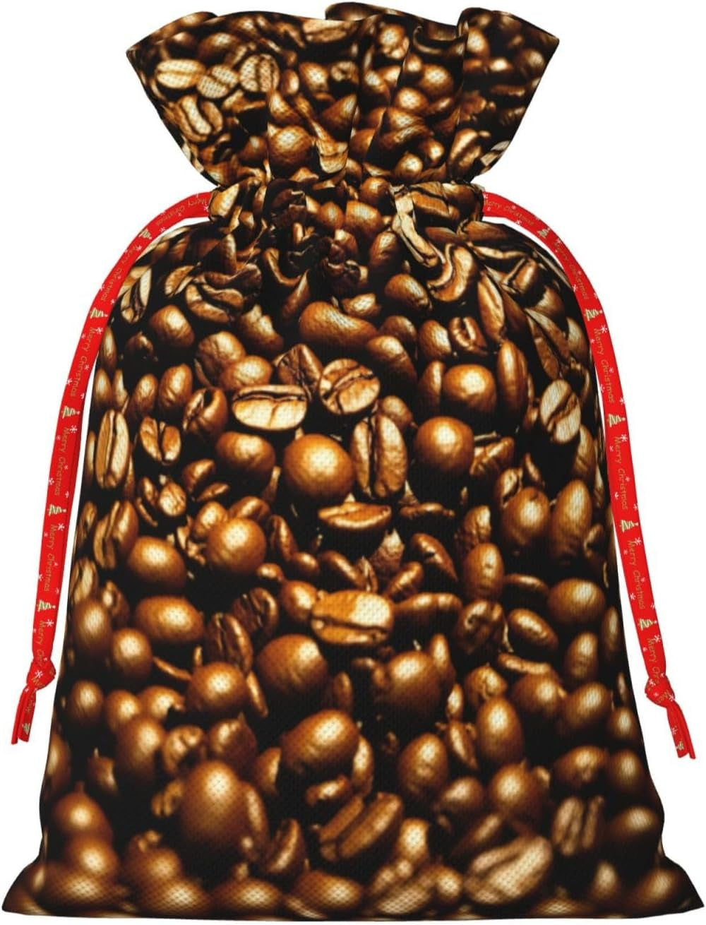 Lustige geröstete Kaffeebohnen, Weihnachtsbeutel mit Kordelzug, robust, 11,9 x 17,5 cm, geeignet für Partygeschenke und Geschenkverpackung, 1 Stück