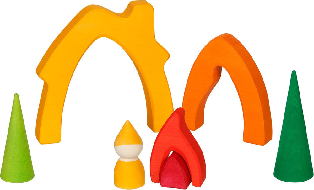 Goki 58427 - Domeček pro trpaslíky - Goki Evolution - Vyrobeno z vysoce kvalitního javorového dřeva - 7 dílů - Barevné vodou ředitelné barvy - Vyrobeno v Evropě Domky pro panenky Naty Shop