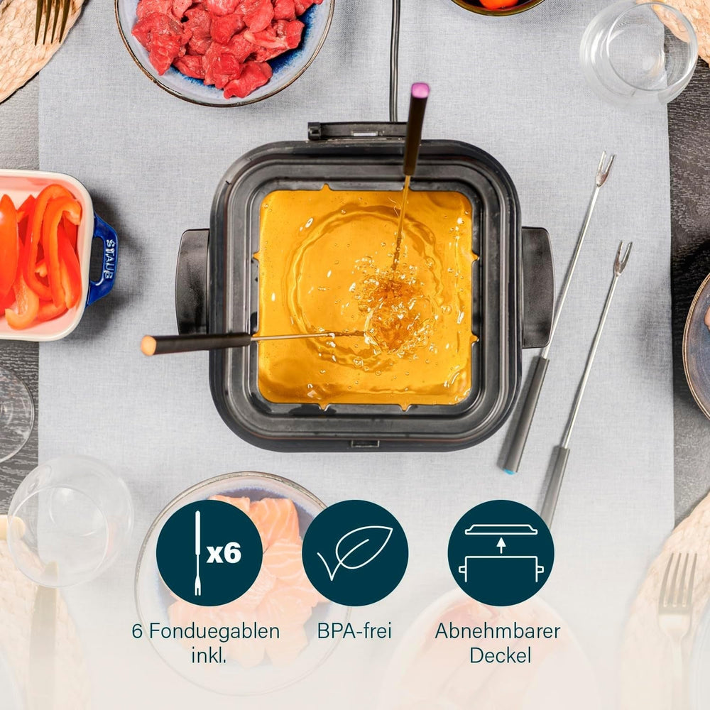 Princess 182611 Mini Fondue Fritéza - Rychlý ohřev - Pachový filtr - Kapacita 1,2 litru, Stříbrná domácí spotřebiče Naty Shop