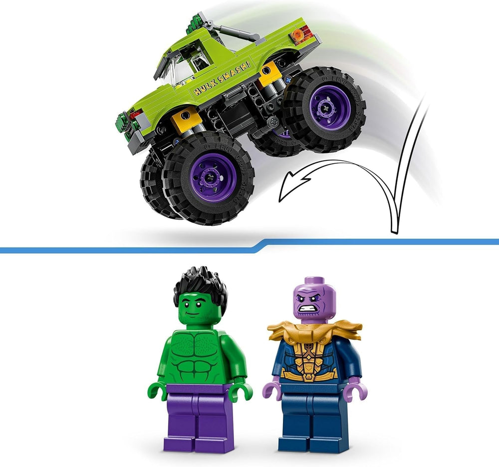 LEGO Ç€ Marvel Hulk Truck vs. Thanos - Stavebnice superhrdinů - Vozidlo a minifigurky Avengers - Monster truck pro mega zábavu - Dárek pro chlapce a dívky od 7 let - 76312 Stavebnice Besuche den LEGO-Store