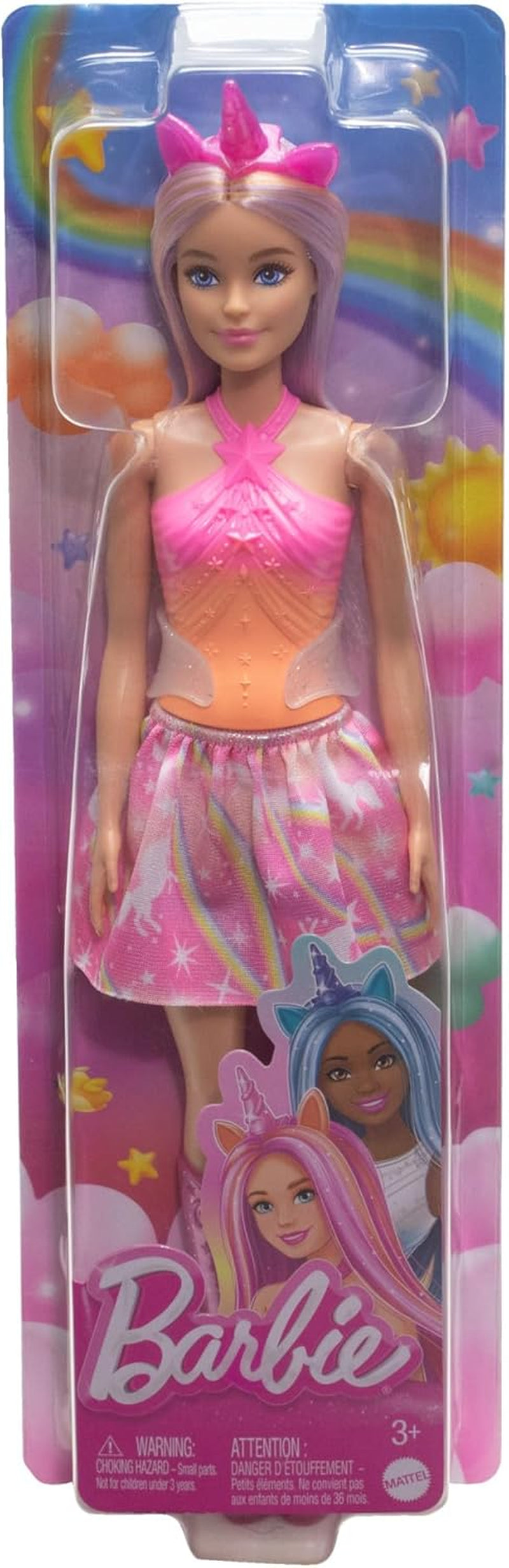 Păpuși Barbie Unicorn cu păr fantezie colorat, ținute cu gradient de culoare și accesorii fantezie în jurul temei unicorn, HRR13 Papusi Naty Shop