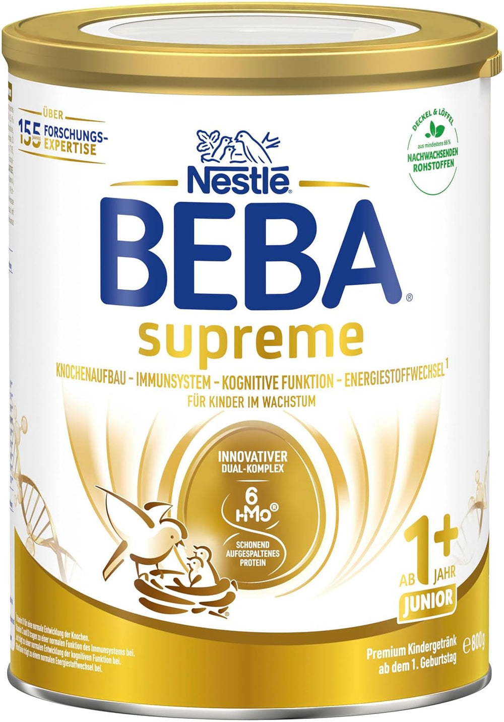 BEBA SUPREME JUNIOR 1 Plus - Nápoj pro děti od 1 roku, s komplexem 6 HMO, bez laktózy, bez palmového tuku, bez rybího tuku, výživa pro malé děti, sušené kojenecké mléko, balení 6 ks (6 x 800g)