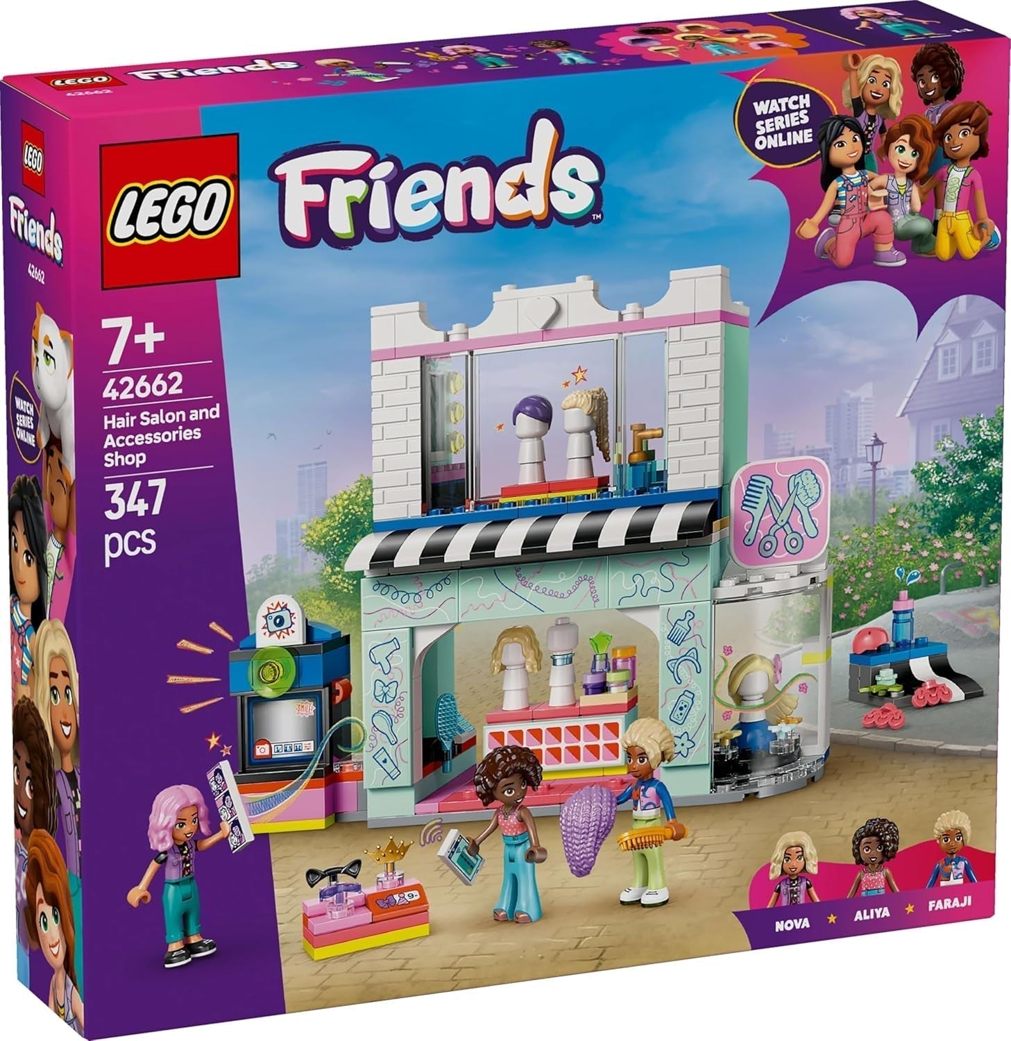 Salon de coafură LEGO Friends, set de construit și jucat pentru jocuri de rol creative, jucărie de construit, cadou pentru fete cu vârsta de peste 7 ani, 3 minifigurine de personaje pentru jocuri de rol 42662 Seturi de constructie Besuche den LEGO-Store