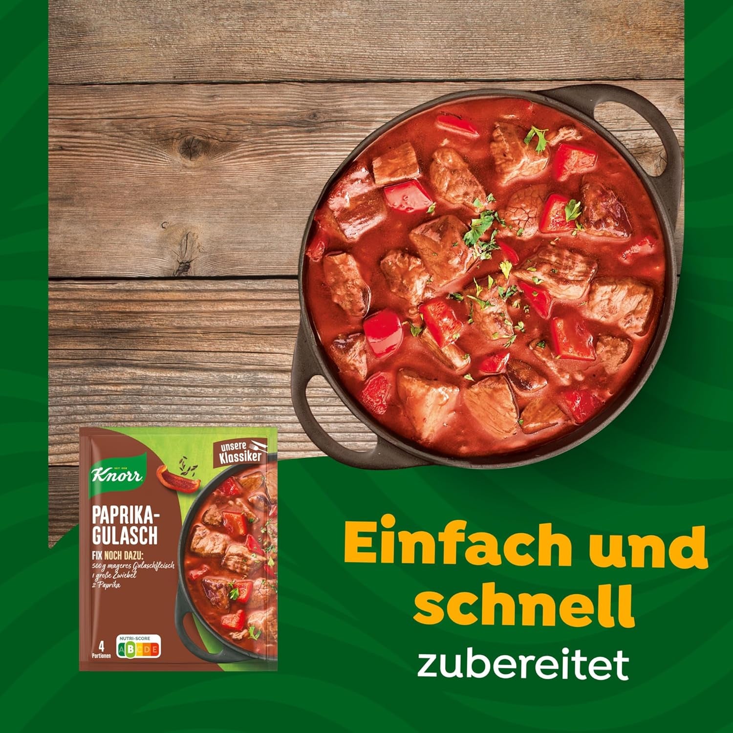 Knorr Fix Würzmischung Paprika-Gulasch für eine leckeres Fleischgericht mit natürliche Ingredient 4 Porce