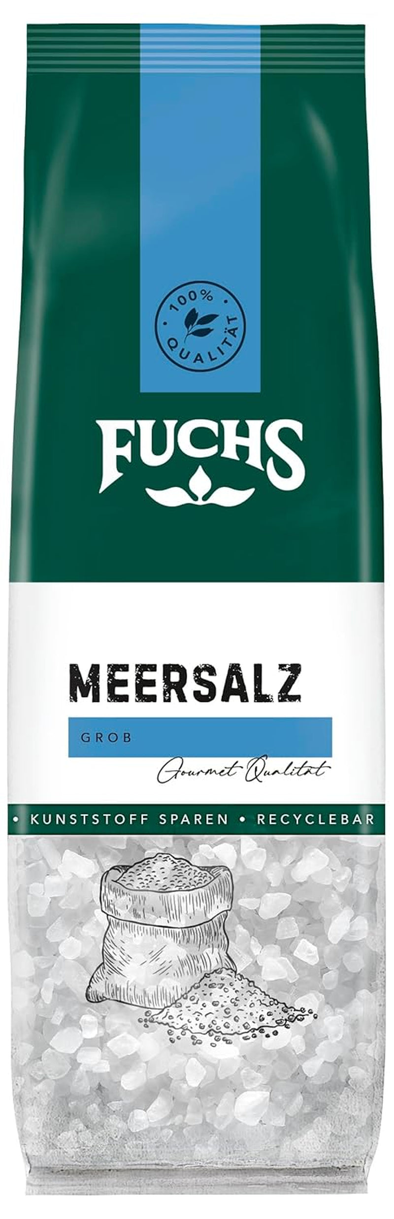 Fuchs Gewürze - Meersalz grob im recyclebaren Nachfüllbeutel - 130 g
