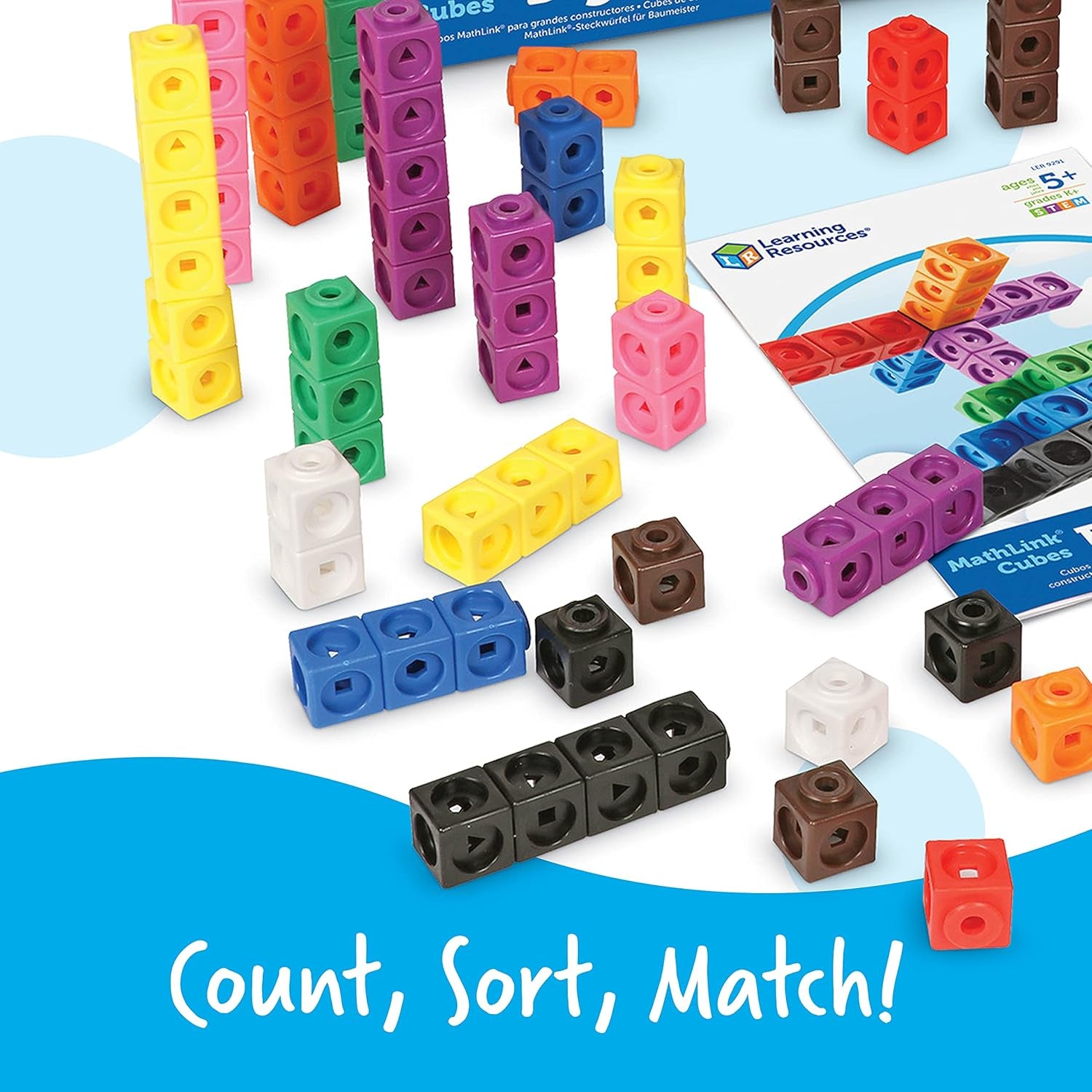 Výukové zdroje MathLink Steckwürfel Big Builders pro Baumeister, ab 5 Jahren, Konstruktionsspielzeug für frühes Mint-Lernen, 200 Teile
