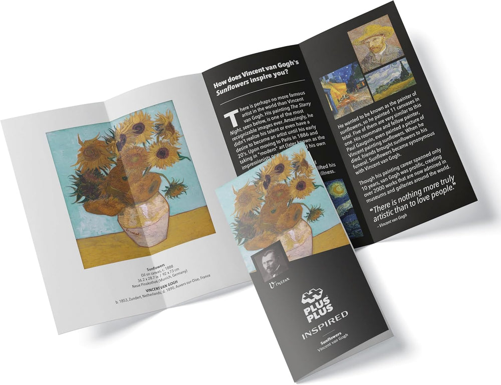 Plus-Plus 5163 Geniales Konstruktionsspielzeug, Sonnenblumen von Vincent Van Gogh, Inspired-Edition, Kreativ-Bausteine ​​Tube, 350 Teile, Slunečnice
