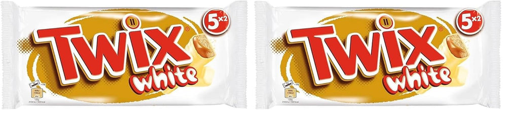Twix bílé čokoládové tyčinky; karamel, sušenky, bílá čokoláda; více balení čokolády; 5 tyčinek (5 x 46 g)