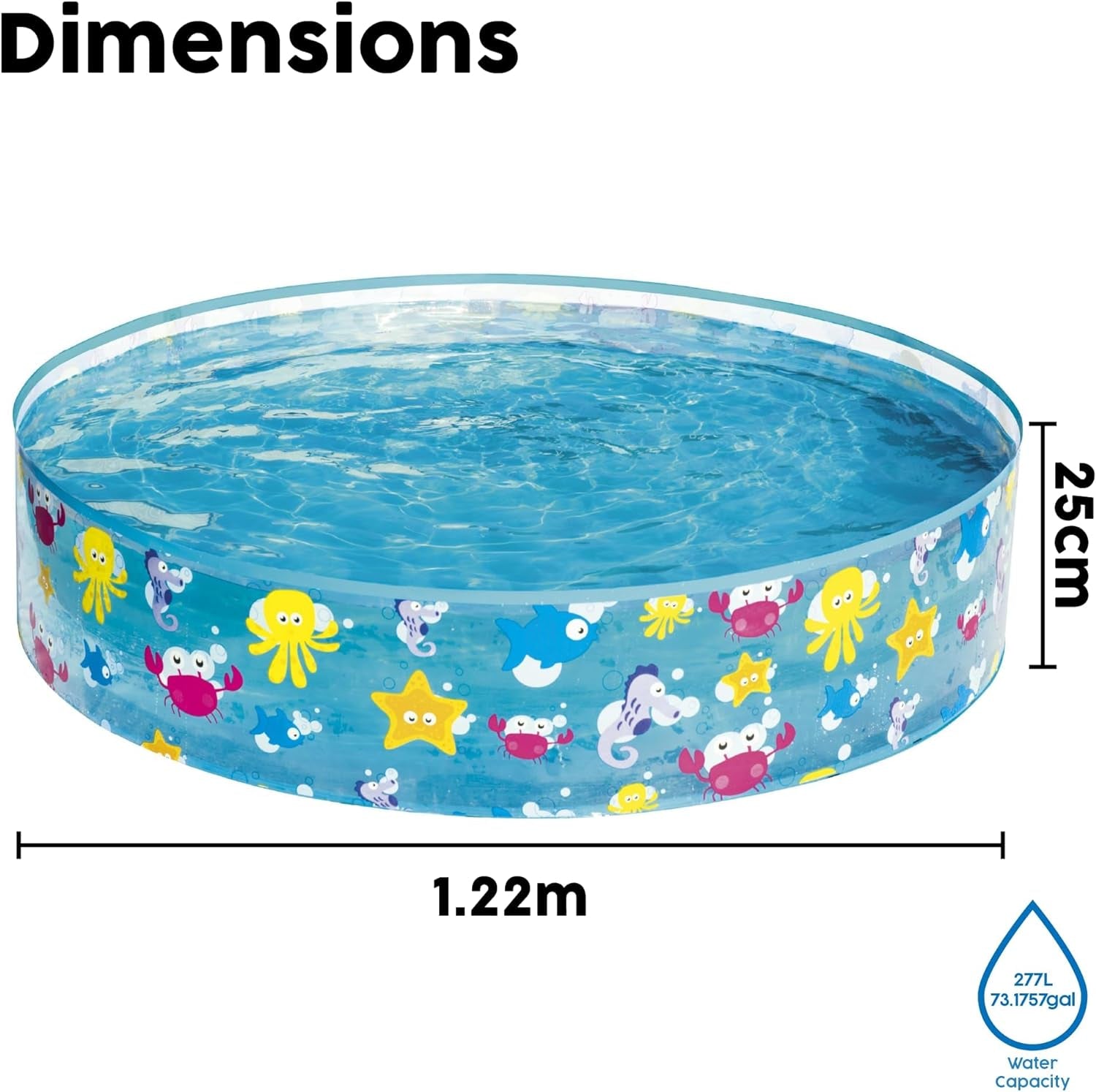 Dětský bazén Bestway FillN Fun, Sparking Sea, 122 x 25 cm, BW55028, Multicolor, 122 x 122 x 25 cm