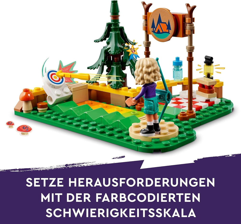 LEGO Friends Lukostřelba v dobrodružném táboře Dětská stavebnice s lukem a šípem, 2 figurkami a umyvadlem, pro dívky a chlapce Věk 6+ 42622 Stavebnice Besuche den LEGO-Store