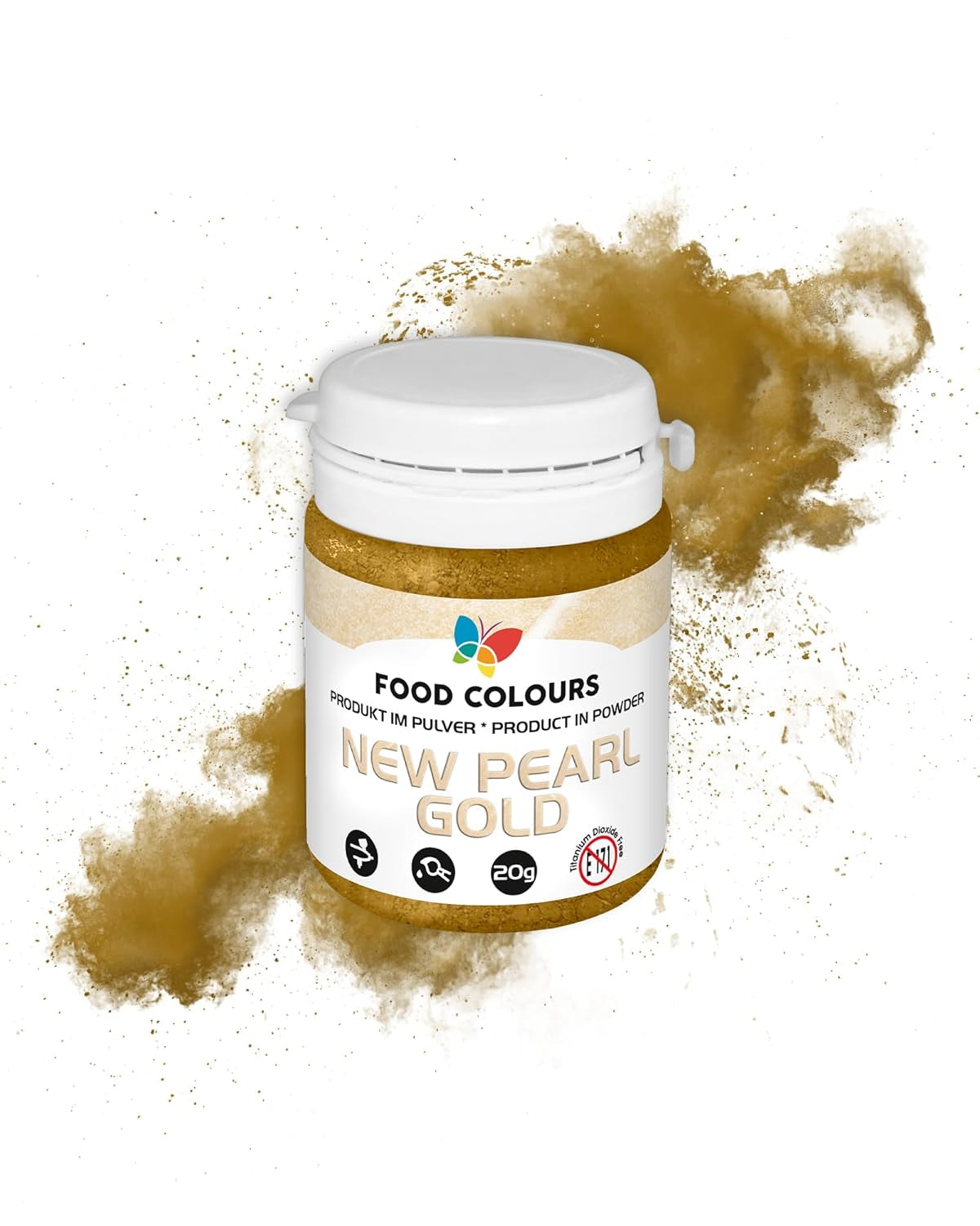 Coloranți alimentari Pudră de colorant alimentar cu efect metalic, Colorant comestibil ORIGINAL GOLD 20G – Ideal pentru decorarea prăjiturilor, tartelor, pastelor de zahăr, fursecurilor și băuturilor.