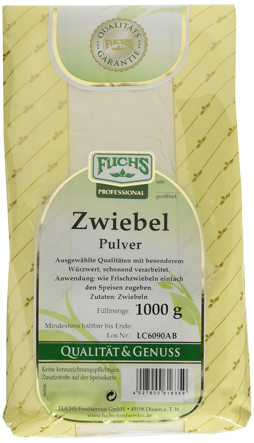 Fuchs Professional - Zwiebelpulver | Schonend verfahrett, zum Würzen von herzhaften Gerichten | Profi-Qualität für Großverbraucher und Gastronomie | 1 kg v recyklovatelném pytli