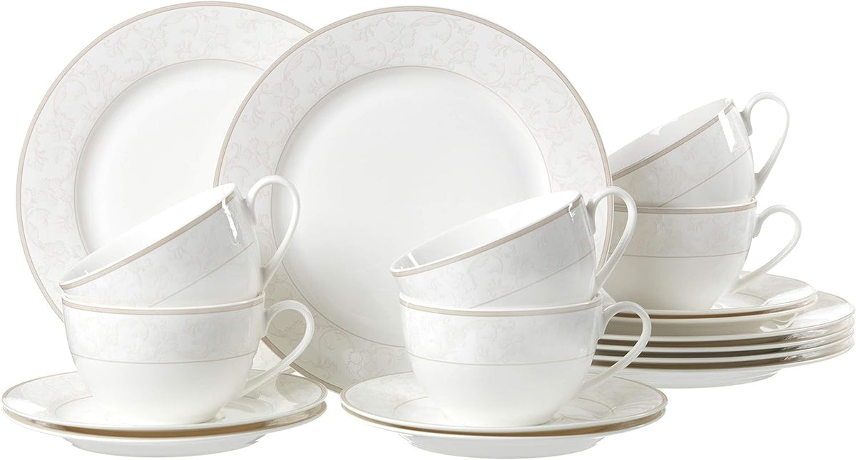 Ritzenhoff & Breker Kaffeeservice Isabella, 18-Teilig, Fine-China-Porzellangeschirr, Weiß Mit Ornamenten, 37 X 26 X 25 Cm Seturi vesela masa Naty Shop Kaffeeservice