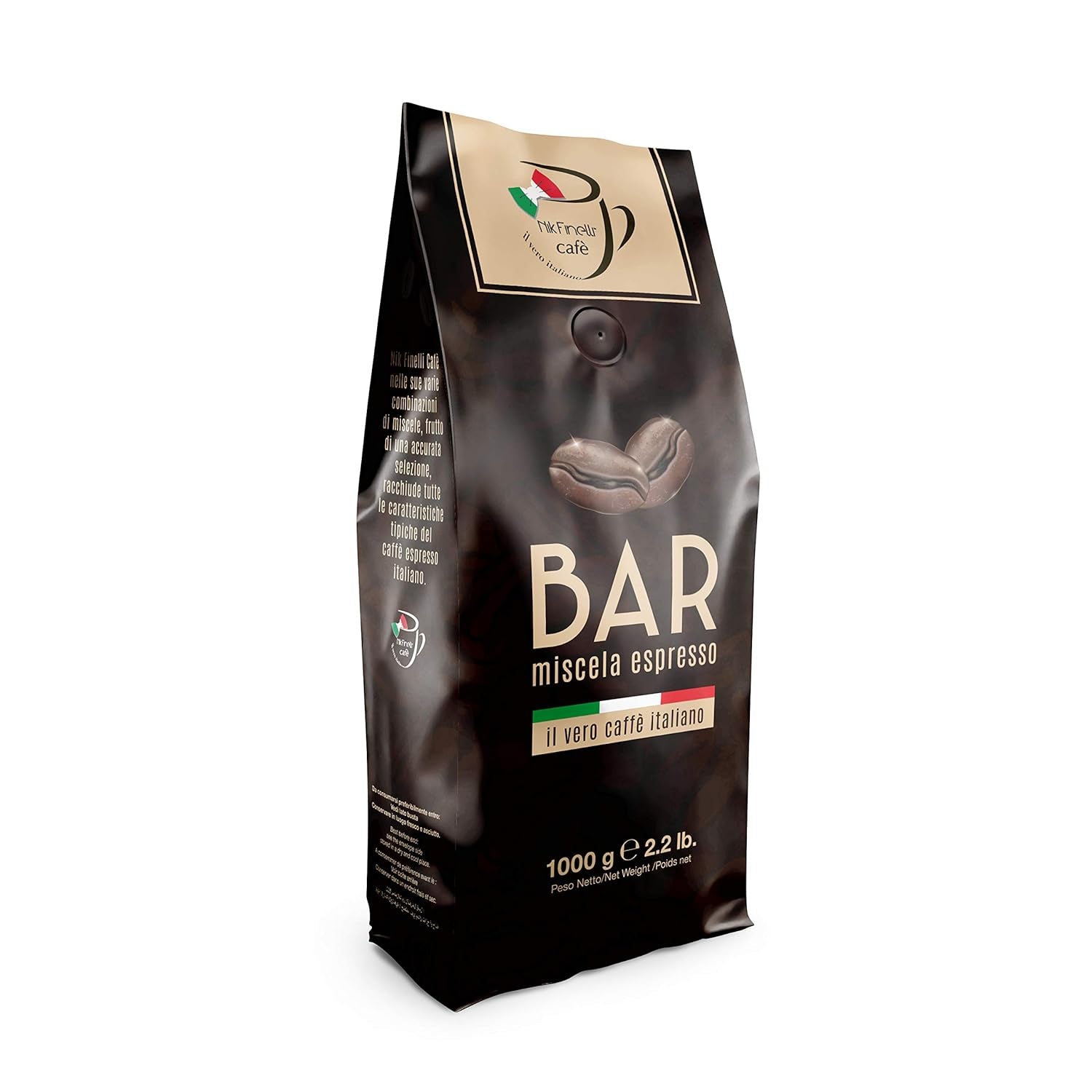 Nik Café Espresso Blend - Adevăratul Italian - Câștigător al Premiului Mondial pentru Alimente și Băuturi 2023 - Boabe de Cafea Prăjite, 1 kg