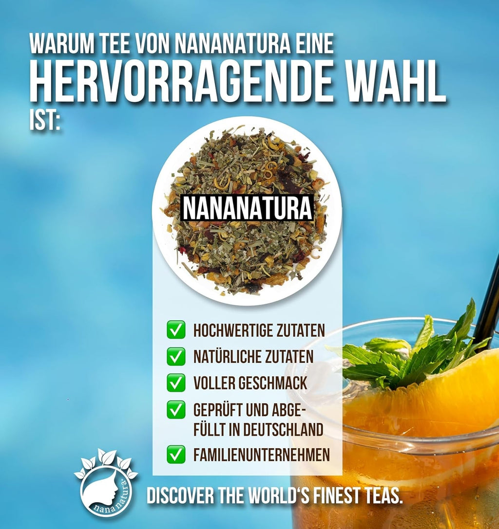 Nananatura'S Original LEMON BLISS TEA 85G | Ceai de plante de vară fructat și răcoritor | Ca ceai rece, ceai rece sau clasic fierbinte | Cu flori, frunze și fructe de pădure coapte la soare | Fără zahăr
