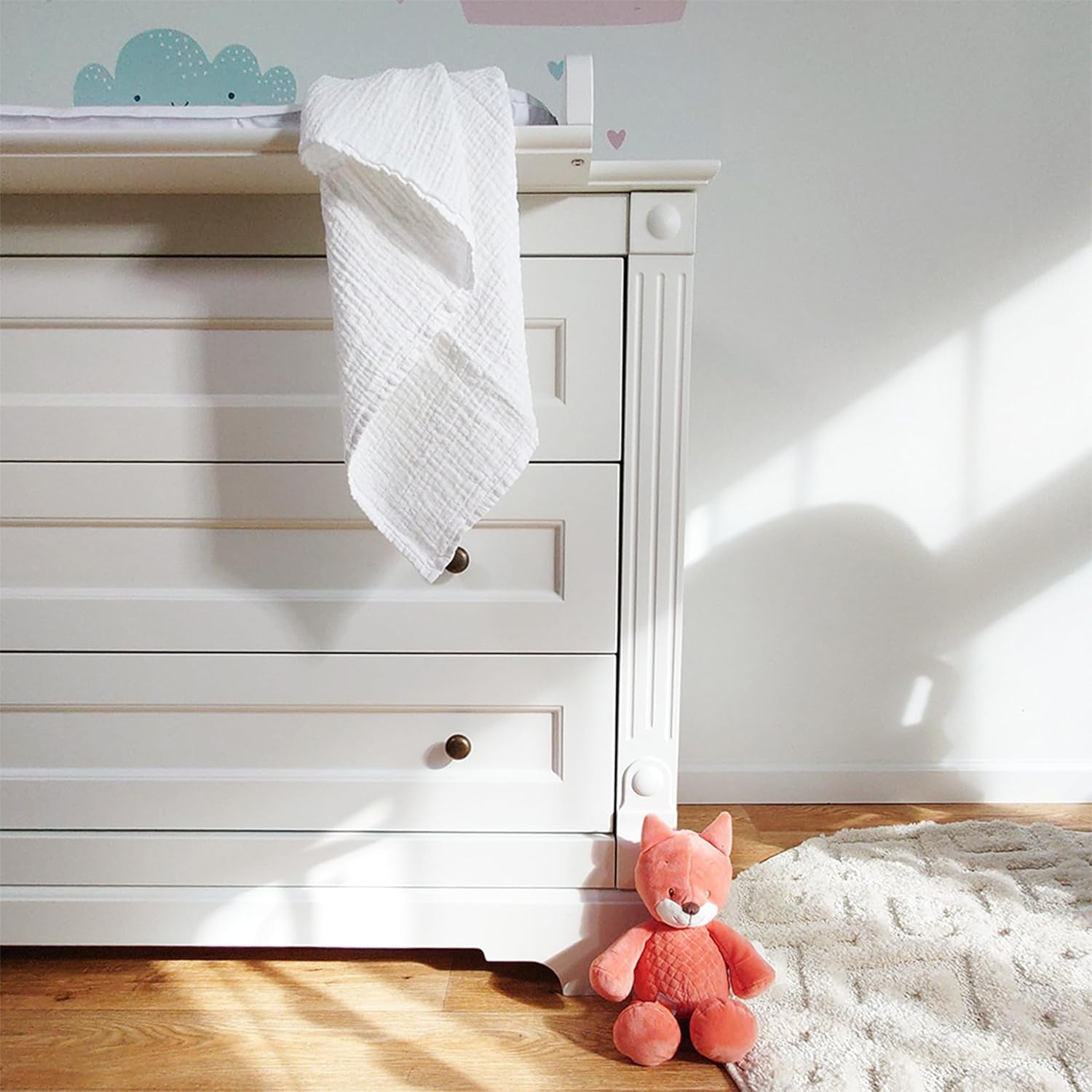 MAKIAN Mušelínové čtverce, Balení po 10 ks, 80x80 cm, Oeko-TEX® Standard 100 Certified, 10 Premium utěrky na odříhnutí – Dvojité tkané látkové čtverce / Mušelínové čtverce, odolné proti varu – bílé