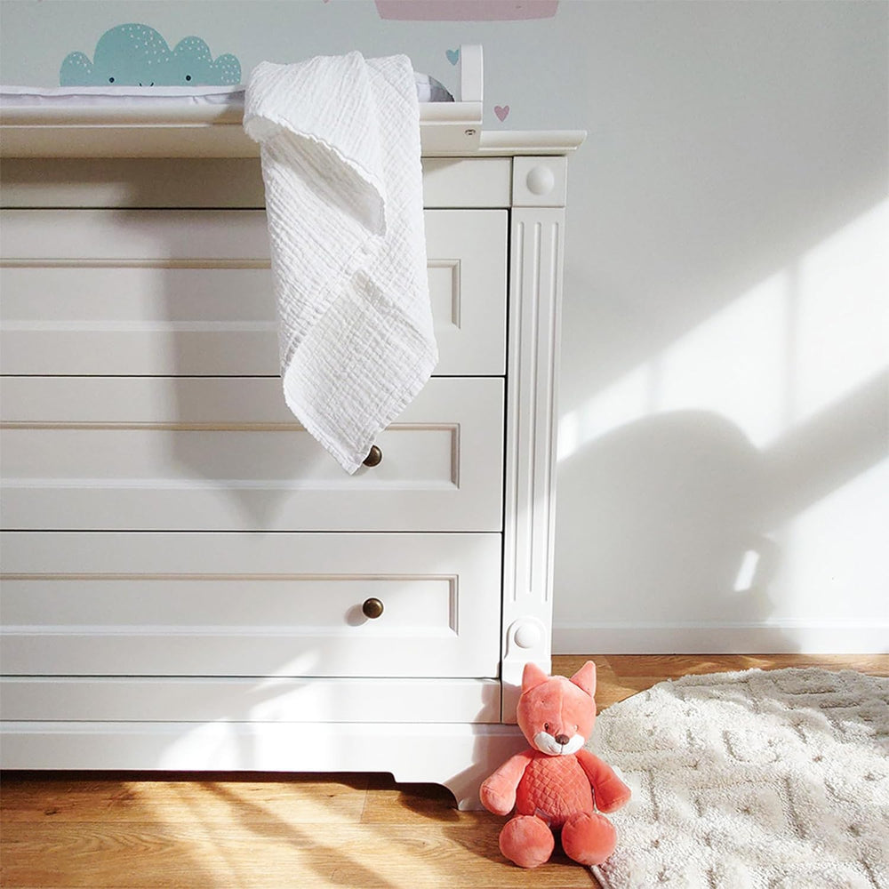 MAKIAN Mušelínové čtverce, Balení po 10 ks, 80x80 cm, Oeko-TEX® Standard 100 Certified, 10 Premium utěrky na odříhnutí – Dvojité tkané látkové čtverce / Mušelínové čtverce, odolné proti varu – bílé