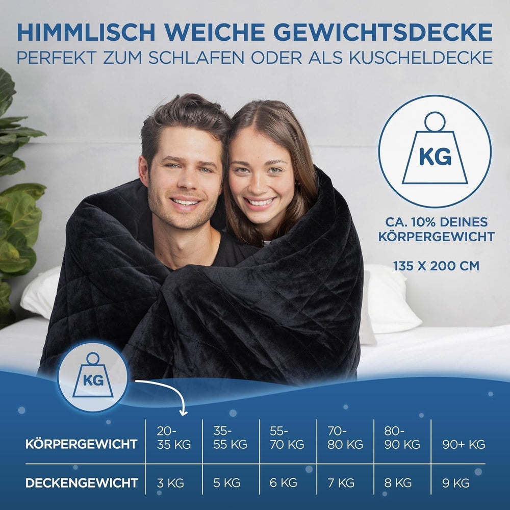 Samthus Pătură ponderată 135X200Cm 9Kg Sherpa Fleece - Certificată Oeko-Tex - Pătură de terapie și pătură de relaxare - Dormiți mai bine cu pătura noastră grea - Pătură ponderată - negru Paturi si Cuverturi Besuche den Samthus-Store