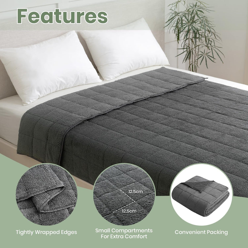 Pătură ponderată 8 Kg Pătură ponderată Pătură grea pentru dormit Adulți Gri 150 X 200 Cm Pătură confortabilă Pătură ponderată Pătură de viață pufoasă Paturi si Cuverturi Good Nite
