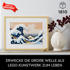 LEGO 31208 Art Hokusai – Große Welle, 3D japonské Wanddeko, Bastelset, gerahmte Ocean-Leinwand, Hobbies für Erwachsene, DYI, Home- und Büro-Deko