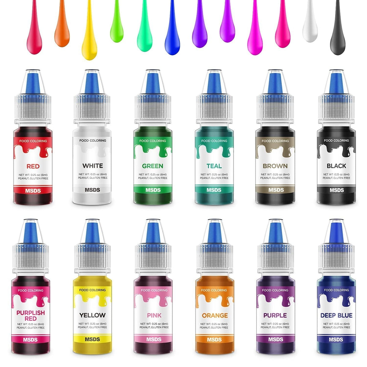 Sada 12 nebo 16 tekutých potravinářských barviv Naty Shop 12 barviv