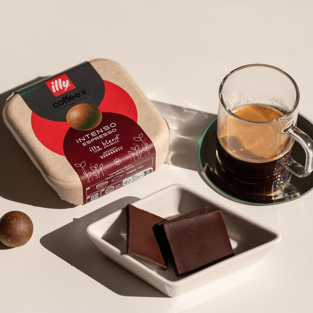 CoffeeB illy Intenso Espresso – Kompostierbare Kaffeekugeln, 9 Stück, kompatibel mit CoffeeB Maschinen, mit Noten von Kakao, Schokolade und Trockenfrüchten