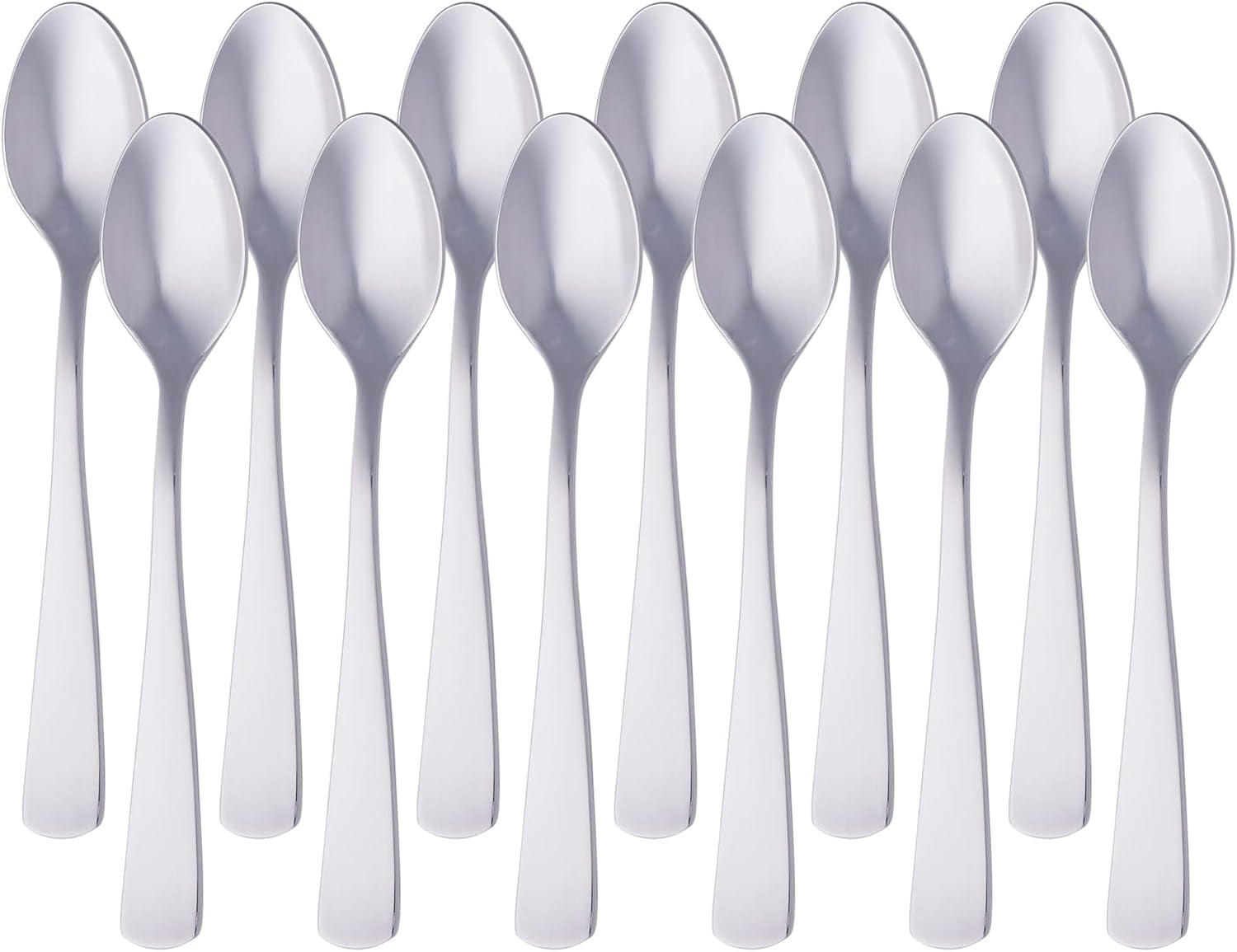 Lingură de cafea din oțel inoxidabil, design cu margini rotunde, pachet de 12, argintiu Bucatarie Naty Shop Single Model drept
