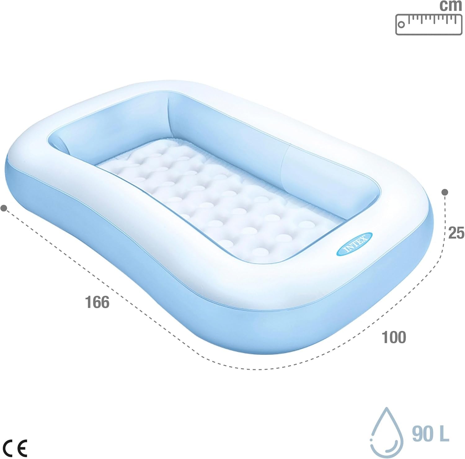 Piscină dreptunghiulară Intex - Piscină supraterană pentru copii - Piscină pentru copii - 166 x 100 cm x 25 cm - Pentru 2+ ani