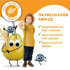 FRECHE FREUNDE Bio Quetschie Jablko, Erdbeere, Himbeere mit Grieß, Fruchtmus mit Getreide in Quetschbeutel für Baby from 6. Month, vegan, 6er Pack (6 x 100g)
