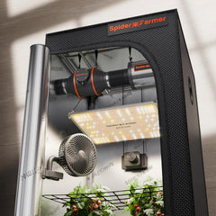 Spider Farmer SF1000 Full Spectrum Stmívatelné LED růstové světlo, Dioda Samsung LM301H EVO, 70x70x160cm sada Full Grow stanu, sada hydroponického pěstebního stanu, ventilační systém