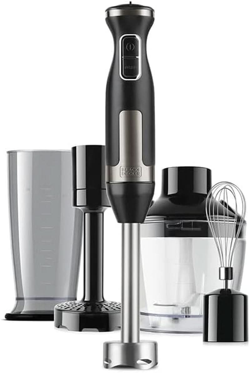 BLACK+DECKER Stolní mixér | BXHBA1500E | 1500 Watt | 20 rychlostí | Turbo | Edelstahl | Spritzschutz | Včetně Pürieraufsatz, Schneebesen, Zerkleinerer Und Messbecher Kitchen Naty Shop Single 4 Zubehörteile 1500W