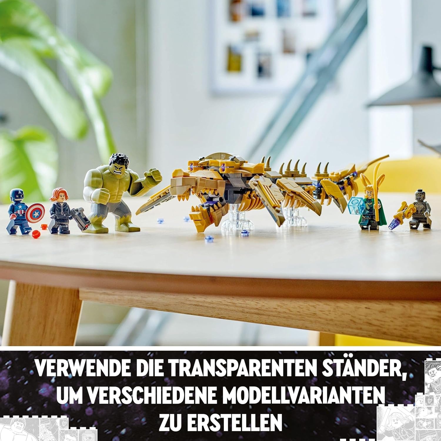 LEGO Marvel Avengers vs. Stavebnice Leviathan s Hulkem a Kapitánem Amerikou, Lokim, Černou vdovou a Chitauri Minifigurky Hrací sada Avengers pro chlapce a dívky 7+ 76290 Stavebnice Besuche den LEGO-Store