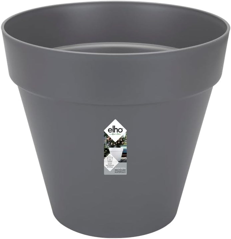 elho Loft Urban Round 40 - Ghiveci de flori pentru exterior - Plastic 100% reciclat - Ø 38,5 x H 35,3 cm - Negru/Antracit