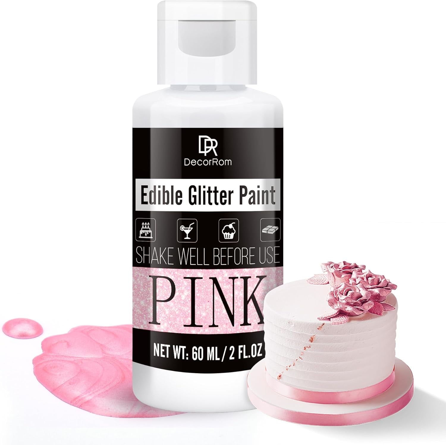 Sclipici comestibil lichid - 6 culori colorant alimentar metalic cu sclipici pentru decorarea torturilor, copt, brioșe - Pudră metalică comestibilă cu sclipici lichid pentru biscuiți DIY, fondant, prăjituri