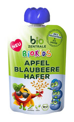 Biozentrale Biokids Ovocné pyré jablka borůvky oves | 12X90G | Veganská ovocná ovesná svačina | Bez přidaného krystalového cukru Mother and Child Naty Shop