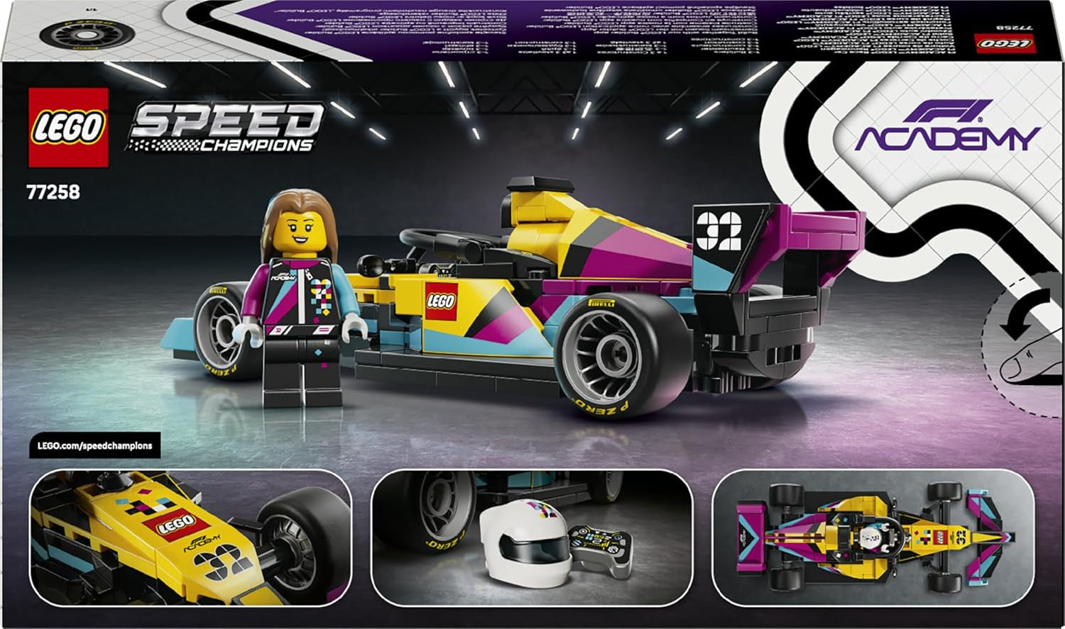 LEGO Speed ​​​​Champions F1 ACADEMY Rennwagen - Spielzeug Modellauto - Mit Formel 1 Rennfahrerin Minifigur - Geschenk für Mädchen, Jungen & Erwachsene Fans ab 10 Jahren - 77258