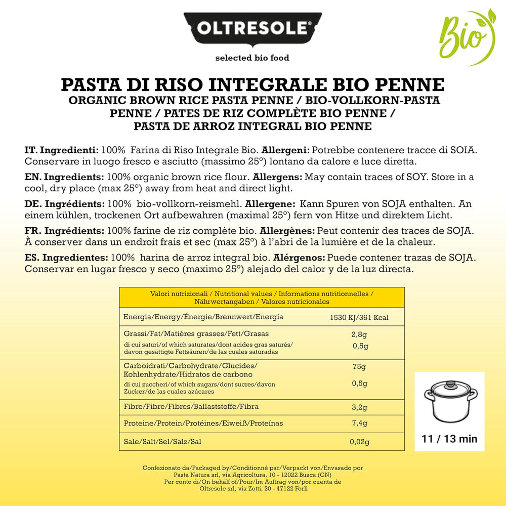- Paste di Riso Integrale Biologica Italiana Gluten Free, Penne Format - bezlepkové těstoviny, 100% bio celozrnná rýžová mouka, bohatá na vlákninu, veganská, balení 3 balení po 350 g