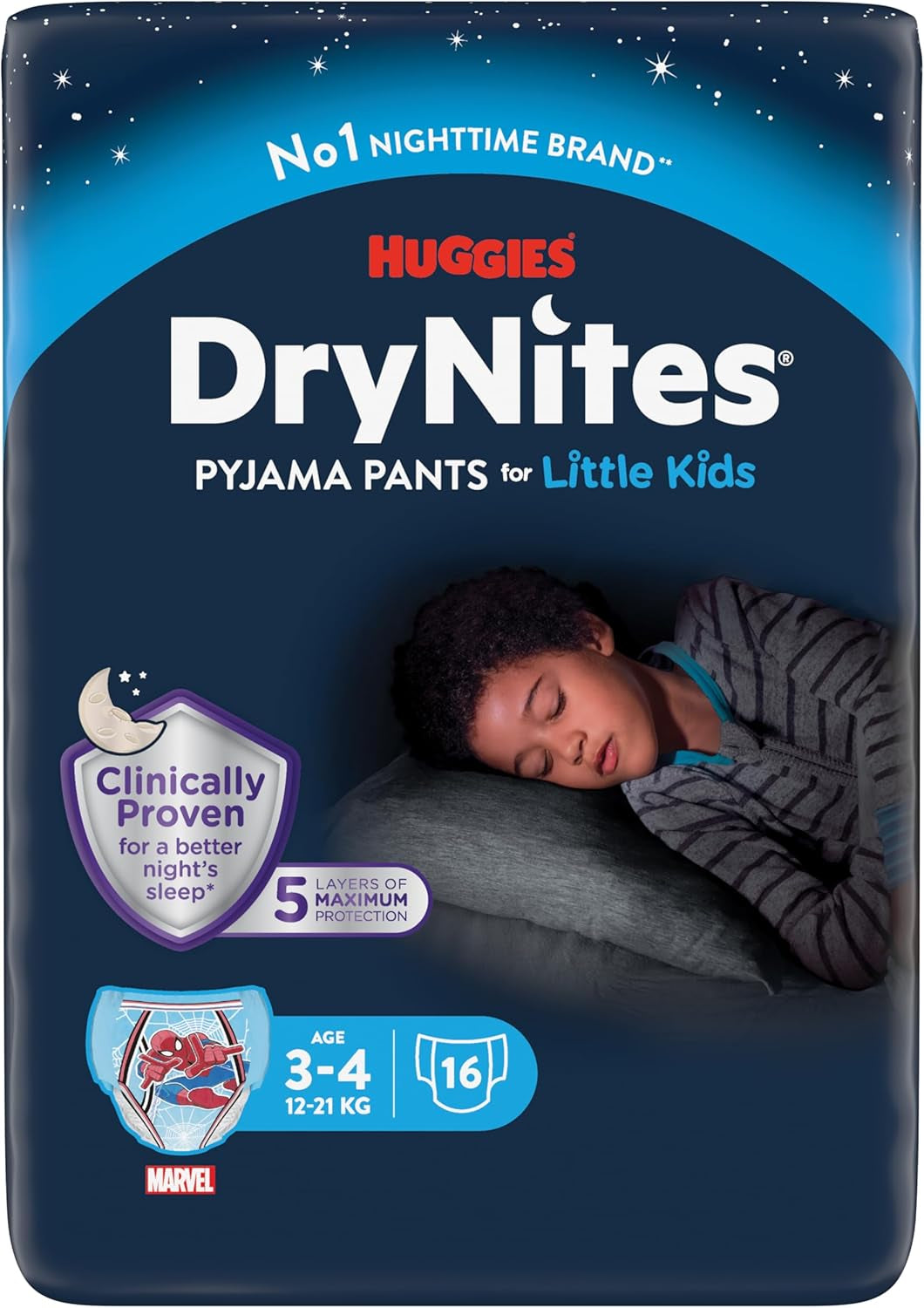 Noční noční pomočování Huggies DryNites, chlapci 13-cca 17 let (48-60kg), 33 Count (3x11), Jumbo měsíční balení, XL slipy