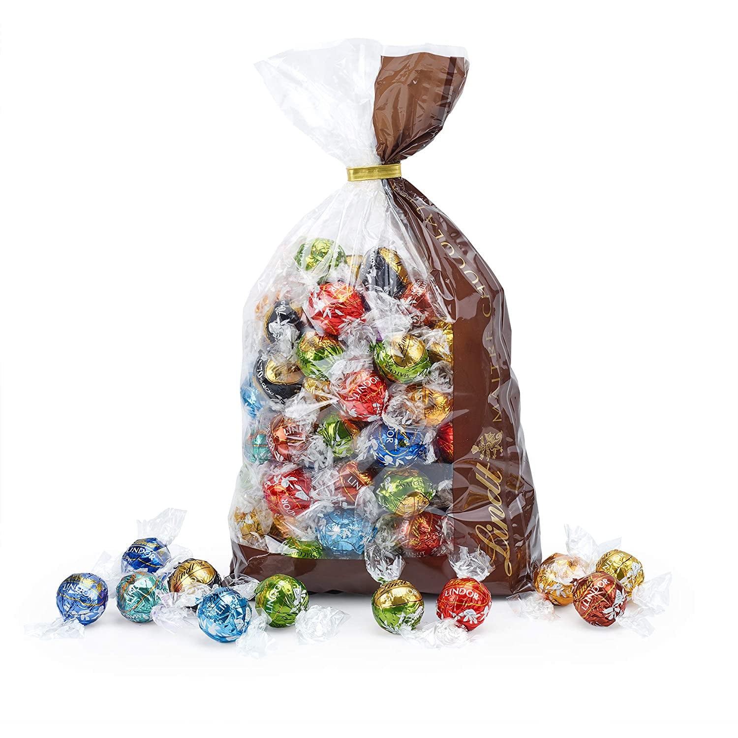Sortiment Lindt Čokoláda LINDOR | 1371 g, Classic | cca. 80 kuliček čokolády (mléčná, bílá, hořká 60%, oříšková) | Velké balení, 1 kg