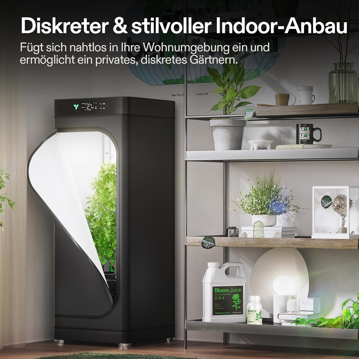 Inteligentní pěstební box VGrow All-in-One, profesionální systém s Grow Lamp Samsung LM301H EVO, pokročilý systém cirkulace a ventilace, zavlažování, zásobování živinami pro vnitřní hydroponii