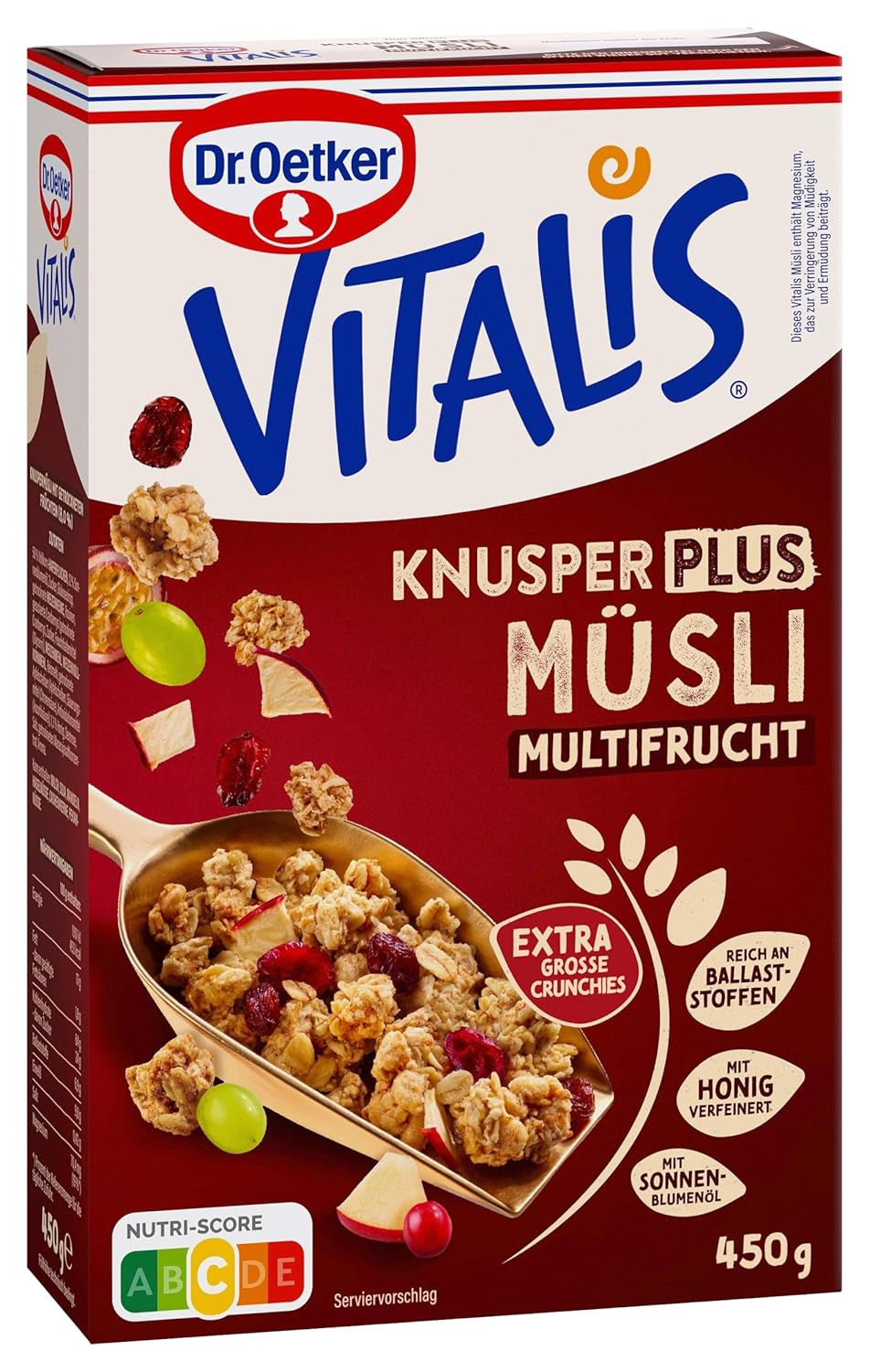 Dr. Oetker Vitalis KnusperPlus Double Chocolate: Křupavé müsli s mléčnou a hořkou čokoládou, balení 7 ks (7 x 450 g)