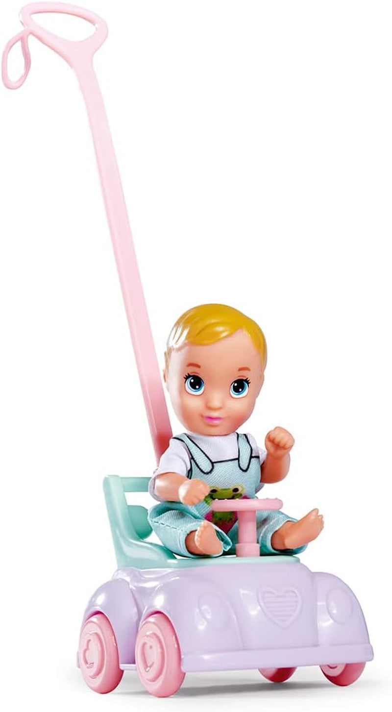Simba 105733585 - Steffi Love Baby Car, Ankleidepuppe s Kind, Laufauto, 2-in-1 Funktion, with Handtasche and Babyzubehör, 12 Teile, 29cm Puppe, Ab 3 Jahren