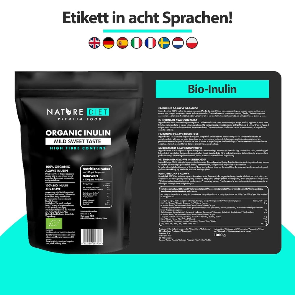 Nature Diet - Bio-inulin 1 kg | Aus Agave | Natürliches Präbiotikum Sladidla Naty Shop